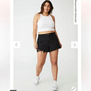 Curve A-Line High Rise Denim Short in Midnight Black Size 22